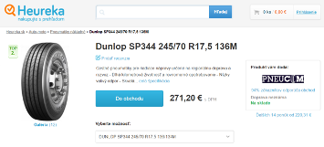 Online ponuka pneumatiky Dunlop SP344 na stránke Heureka