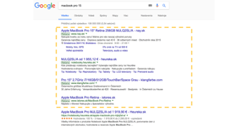 Výsledky vyhľadávania na Google pre MacBook Pro 15