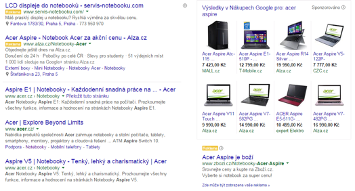 Výsledky vyhľadávania pre Acer Aspire na Google